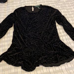 Ralph Lauren Peplum Black Top Size Medium, NWOT